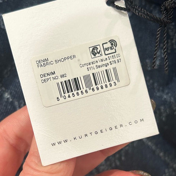 Kurt Geiger Blue Quilted Denim Shopper Tote - Picture 8 of 8